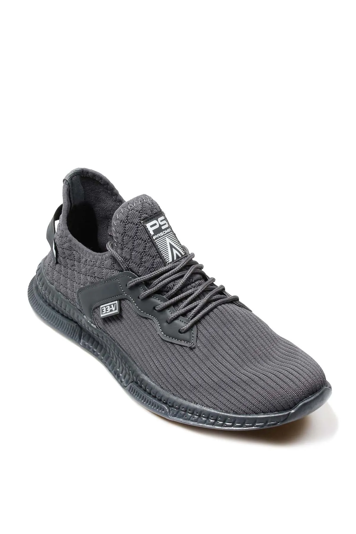 Men's Grey Lace-Up Athletic Mesh Sneakers - Wessi