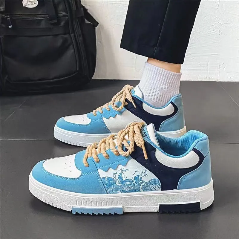 Men’s Wave-Pattern Casual Sneakers