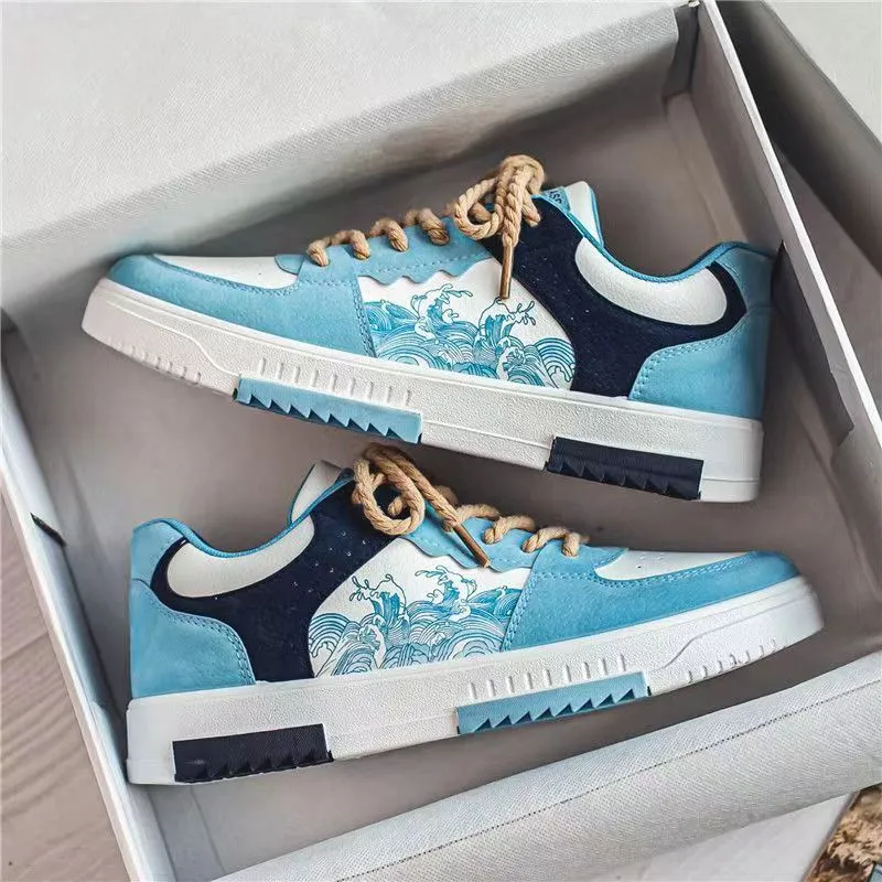 Men’s Wave-Pattern Casual Sneakers