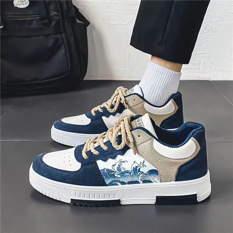 Men’s Wave-Pattern Casual Sneakers