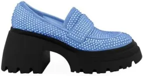 MissHeel Rhinestone Loafers for Women Slip On Platform Chunky Heels