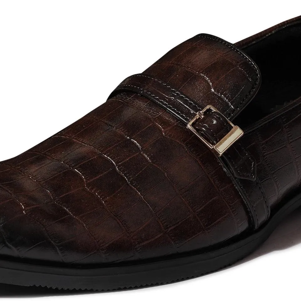 Morris- Dark Brown Croco Belt Slipons