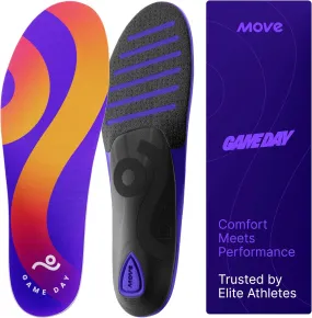 MOVE Game Day - All-Purpose Support Insoles - Plantar Fasciitis, Running, Shock Absorption, Flat Feet, Arch Support, Basketball, Active Lifestyle, Walking and Athletics (M 16-16.5 / WM 17.5-18)