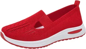 Orthopedic Shoes for Women Breathable Soft Slip On Running Shoes for Women Arch Support Casual Shoes for Fall White Sneakers Red Tennis Shoe Loafers Shoe