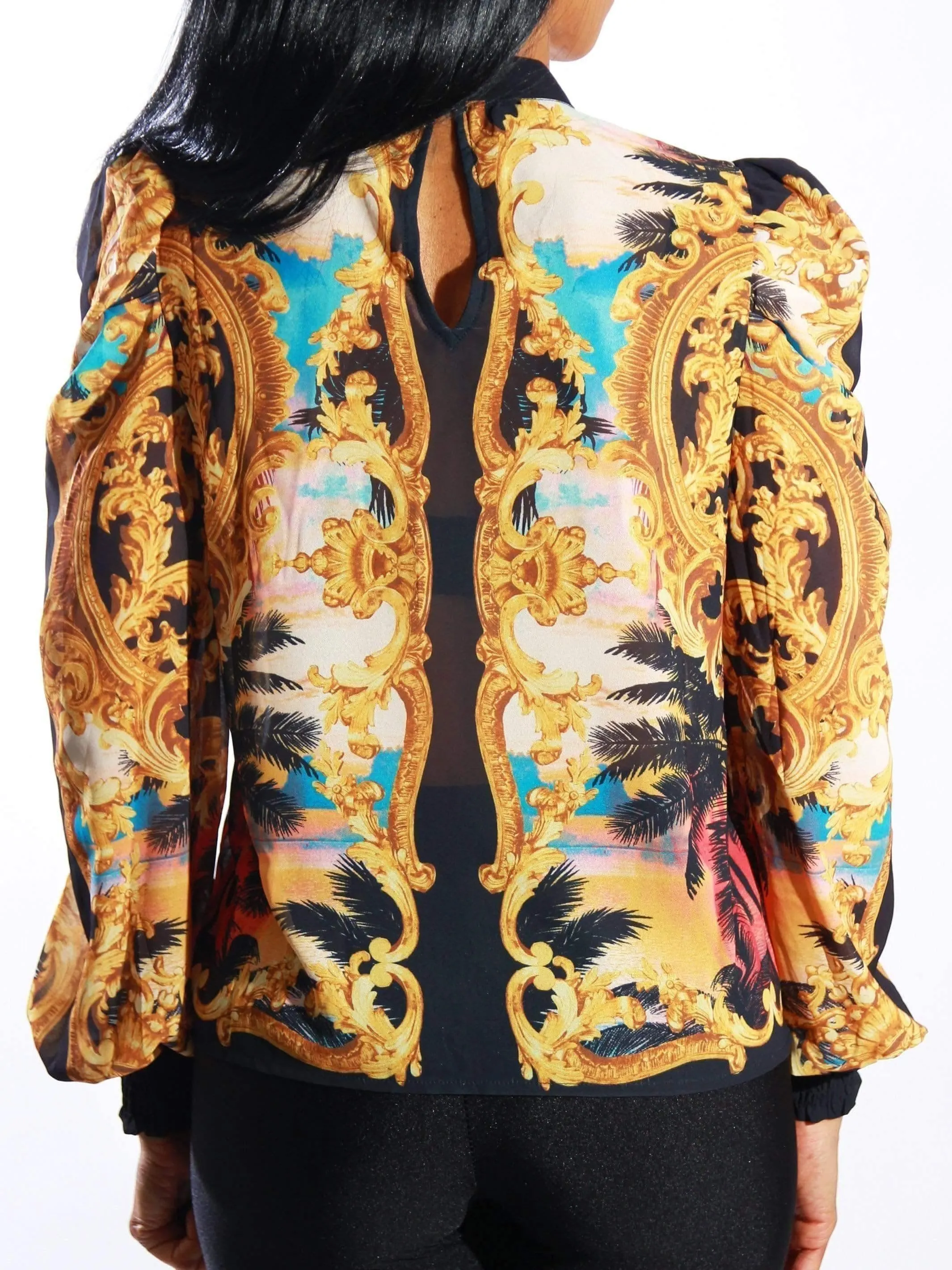 Regal Remedy | Printed Blouse Black SIZE SMALL
