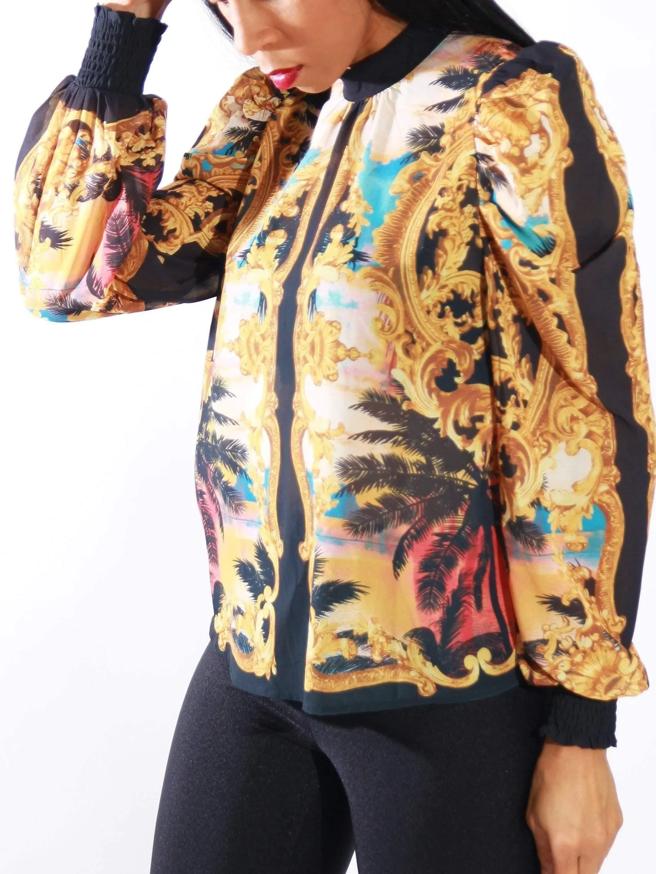 Regal Remedy | Printed Blouse Black SIZE SMALL
