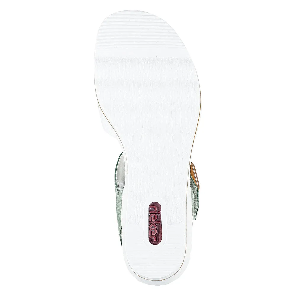 Rieker 67476-81 Ladies White/Mint Wedge Sandals