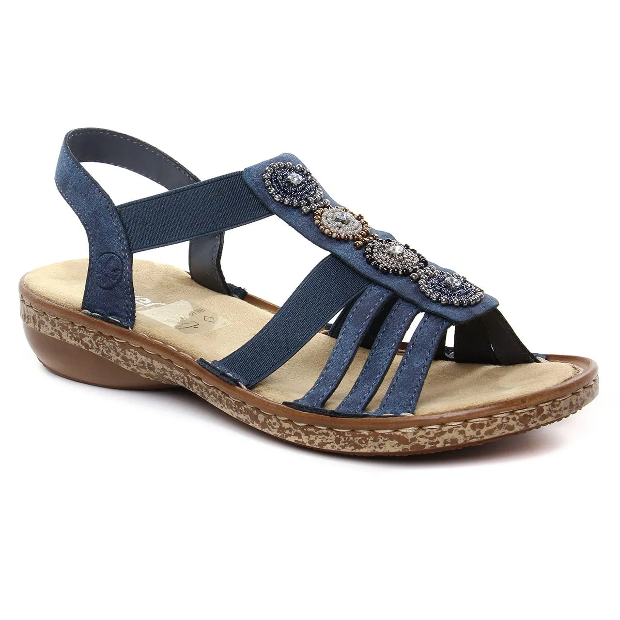 Rieker Women's Elastic Slingback Sandals- Blue