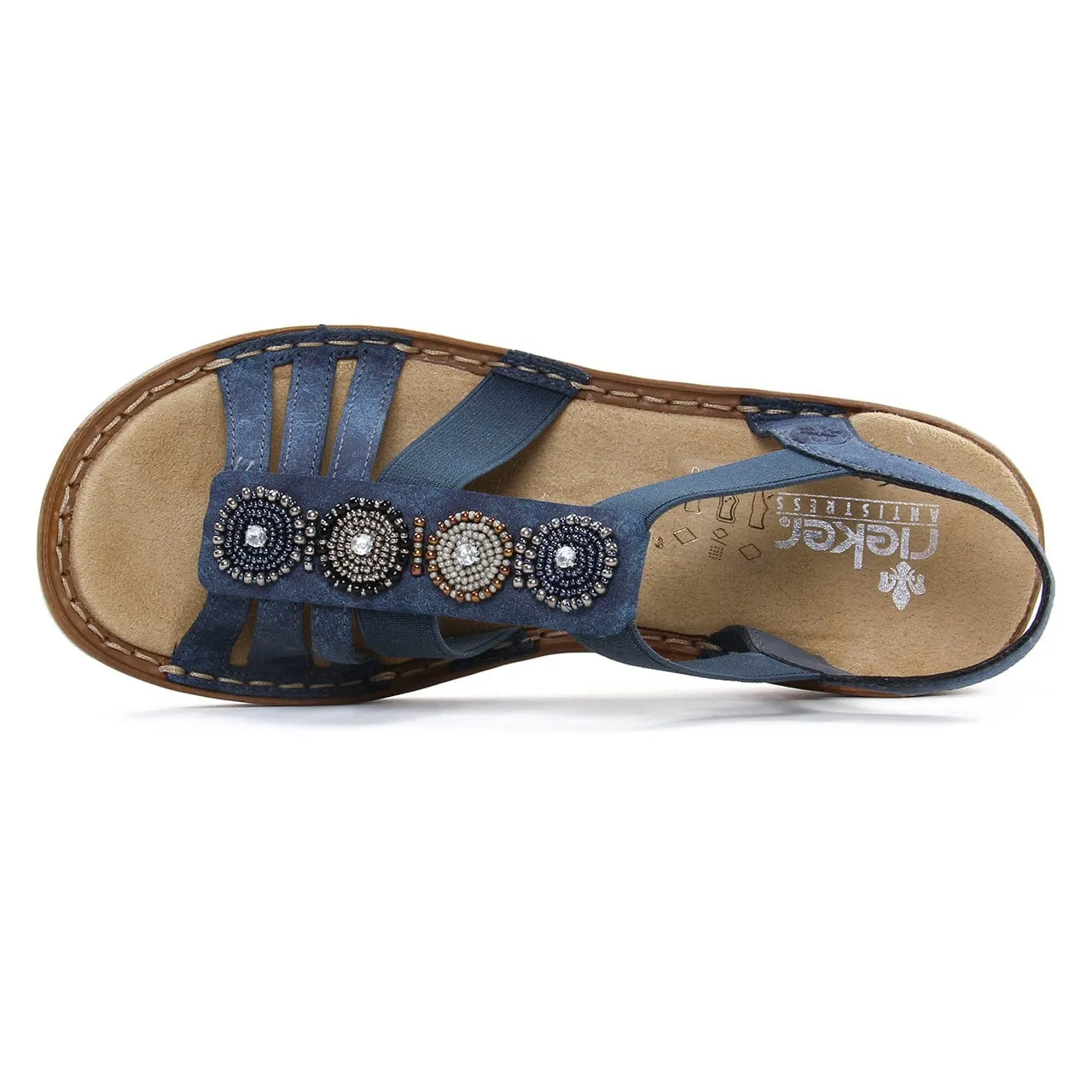 Rieker Women's Elastic Slingback Sandals- Blue