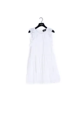 Robe courte écrue sans manches brodée