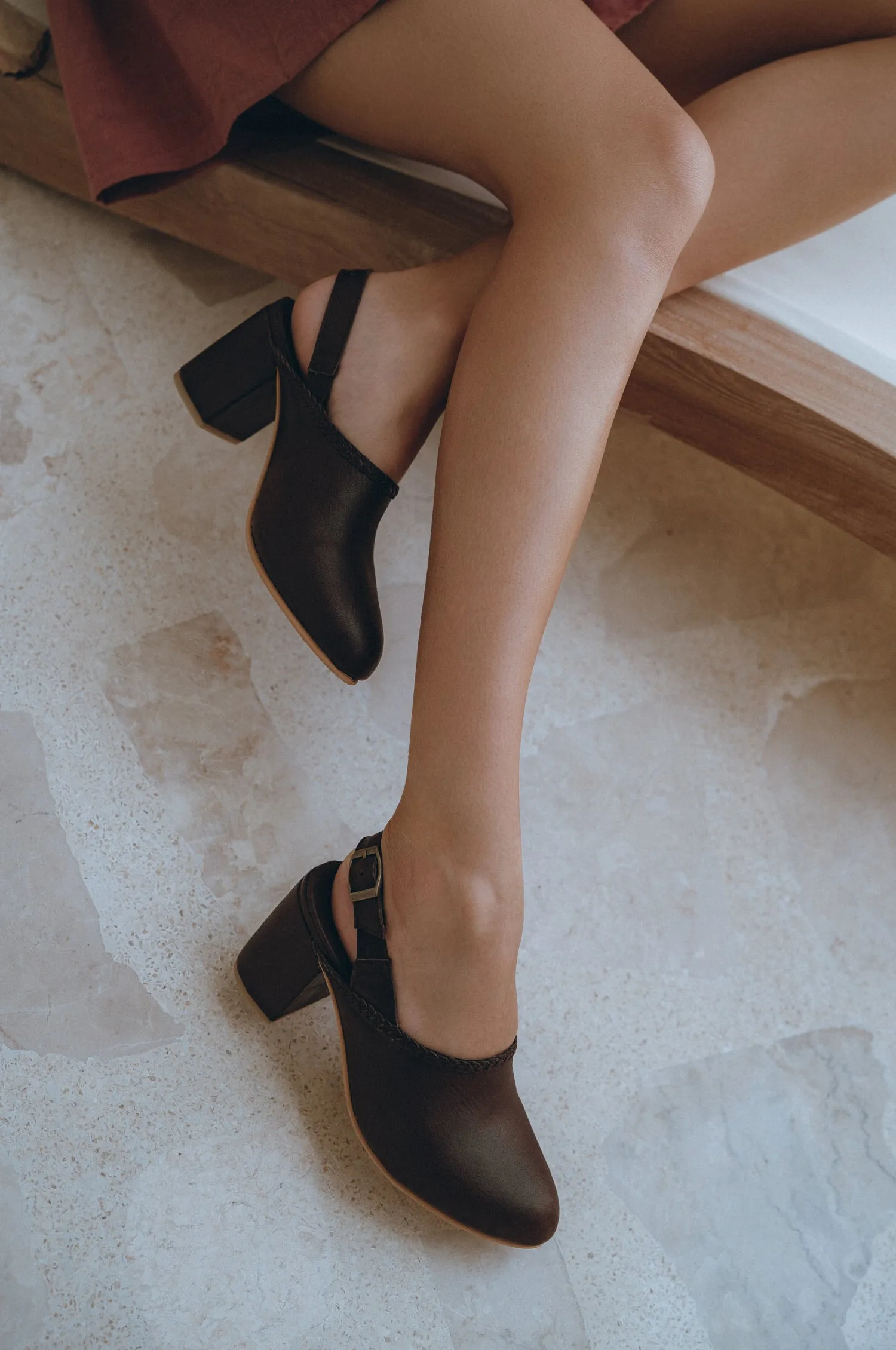 Savage Leather Slingback Heels (Sz. 4, 7.5 & 9)