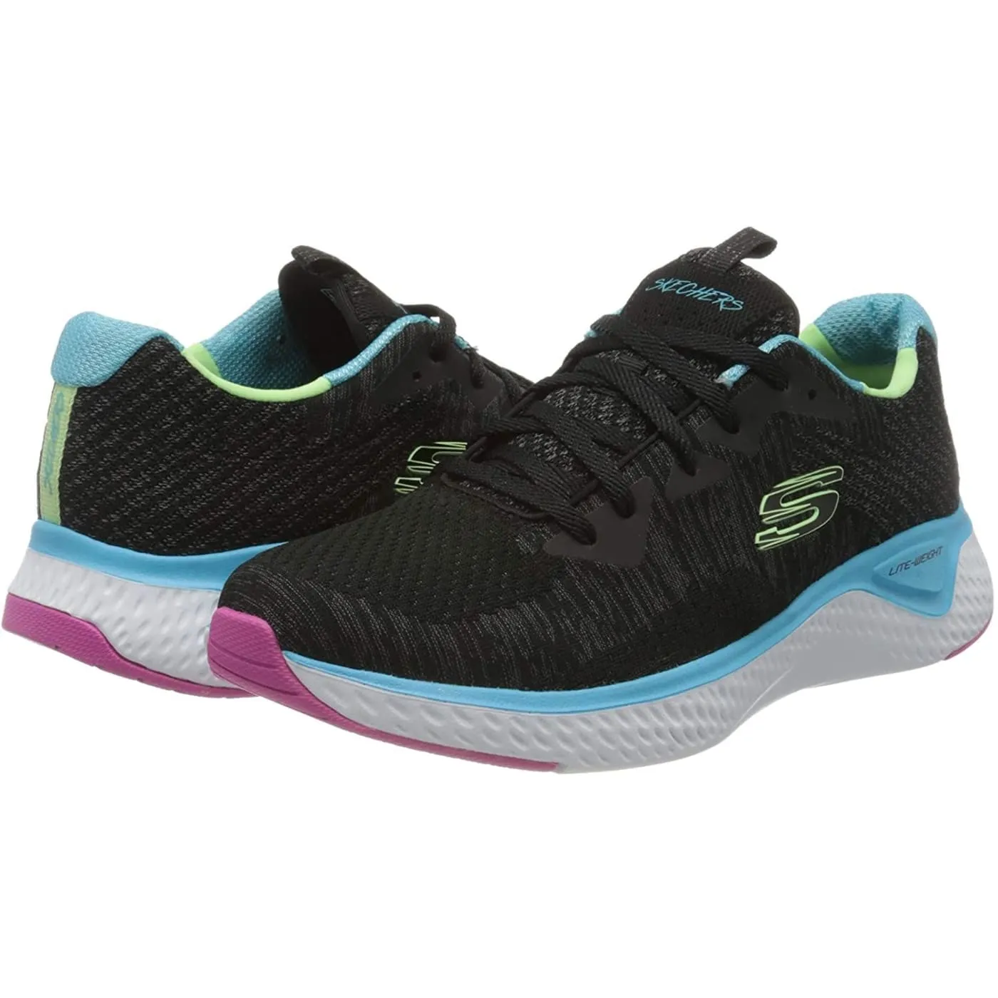 Skechers Solar Fuse Brisk Escape Black Multi Womens Trainers Sneakers