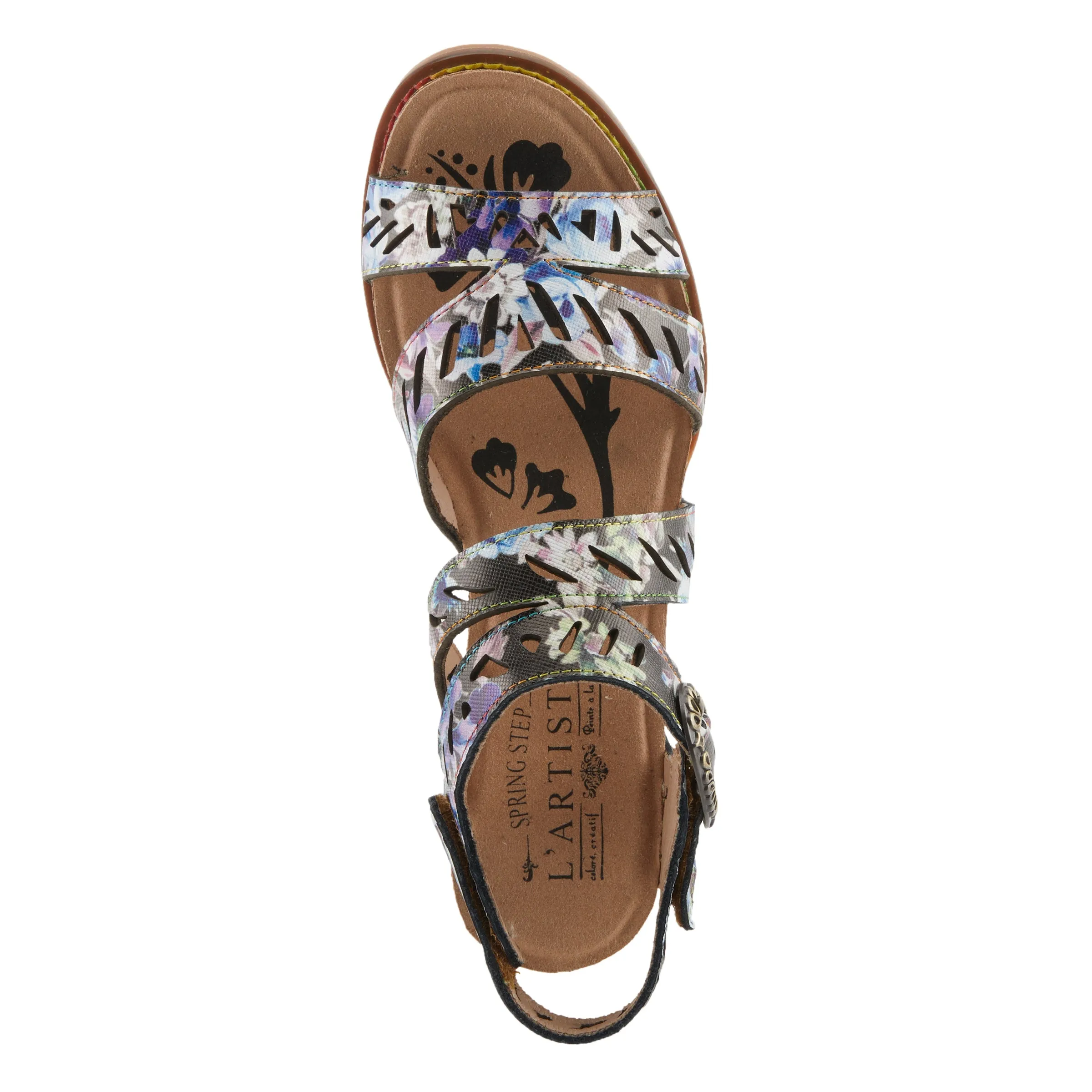 Spring Step Shoes  L'Artiste Abreeze Sandals Women’s Leather Floral 2.25" Heel