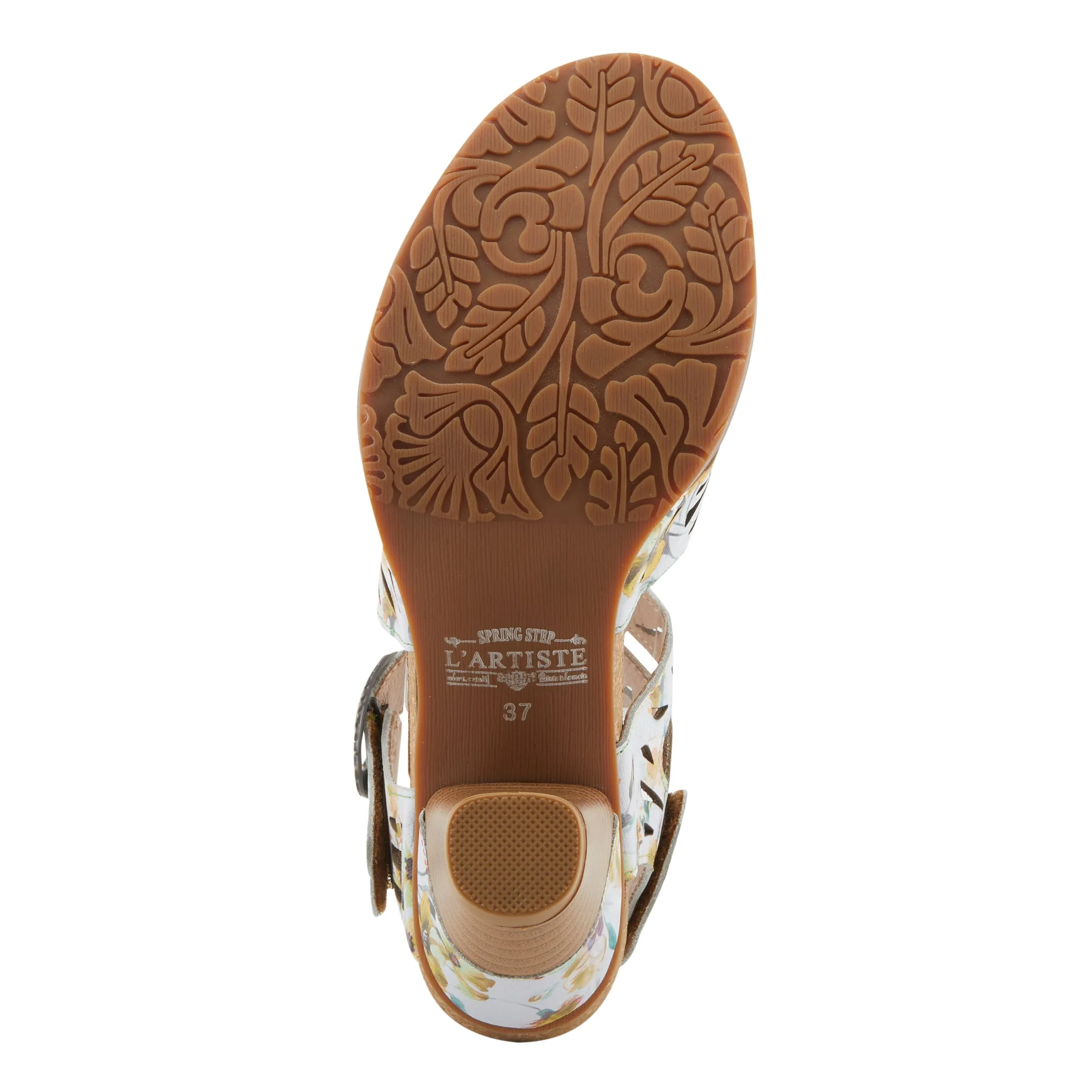 Spring Step Shoes  L'Artiste Abreeze Sandals Women’s Leather Floral 2.25" Heel