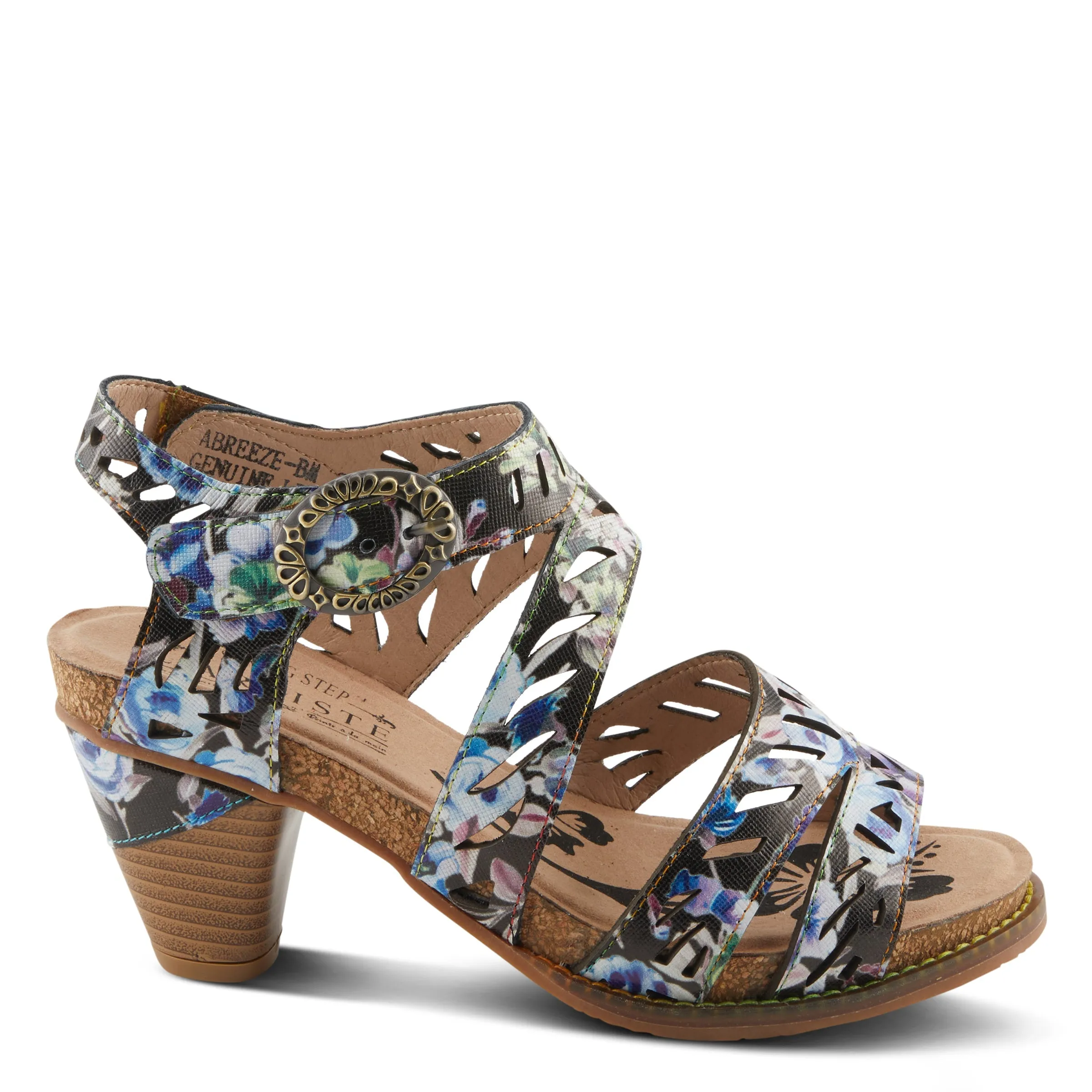 Spring Step Shoes  L'Artiste Abreeze Sandals Women’s Leather Floral 2.25" Heel