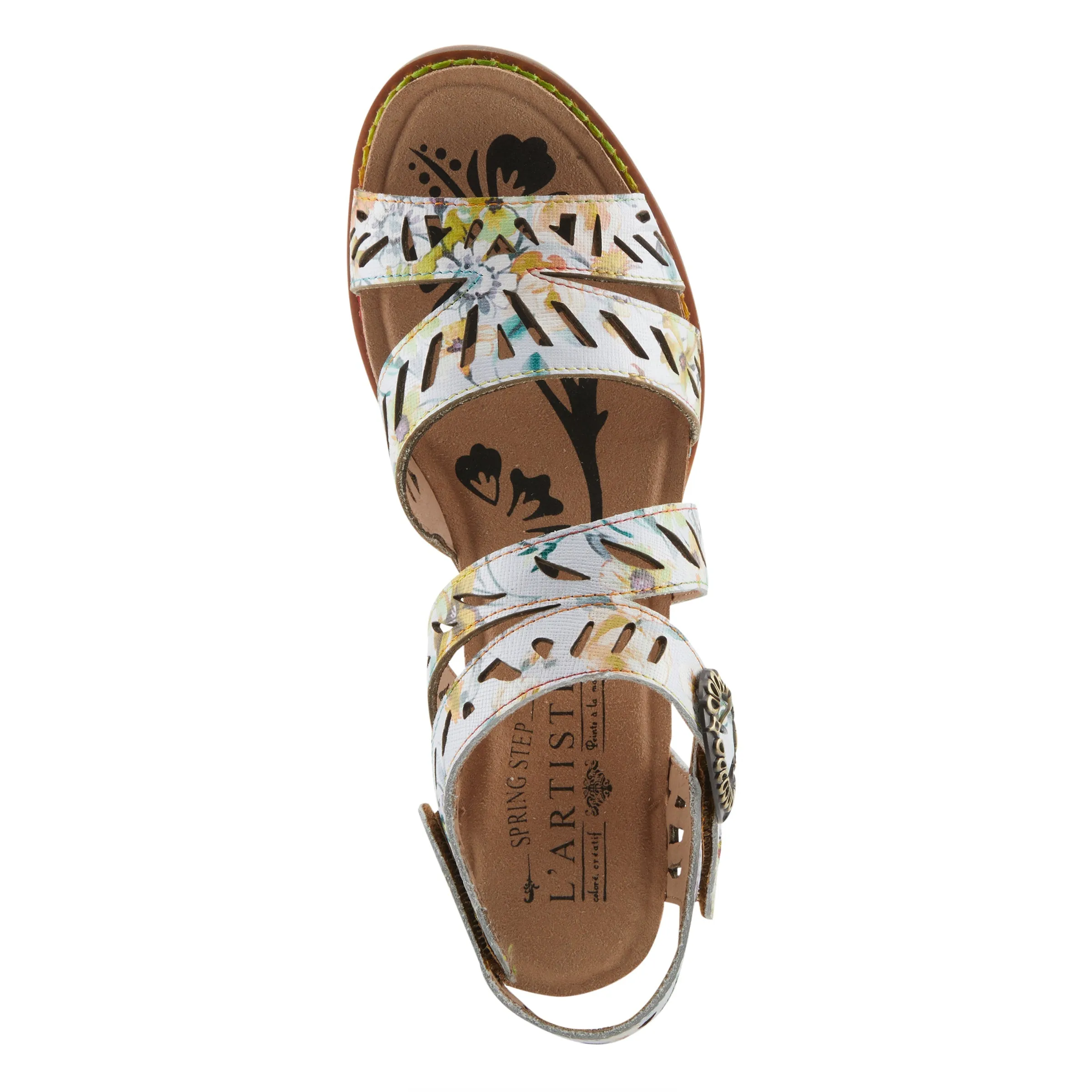 Spring Step Shoes  L'Artiste Abreeze Sandals Women’s Leather Floral 2.25" Heel