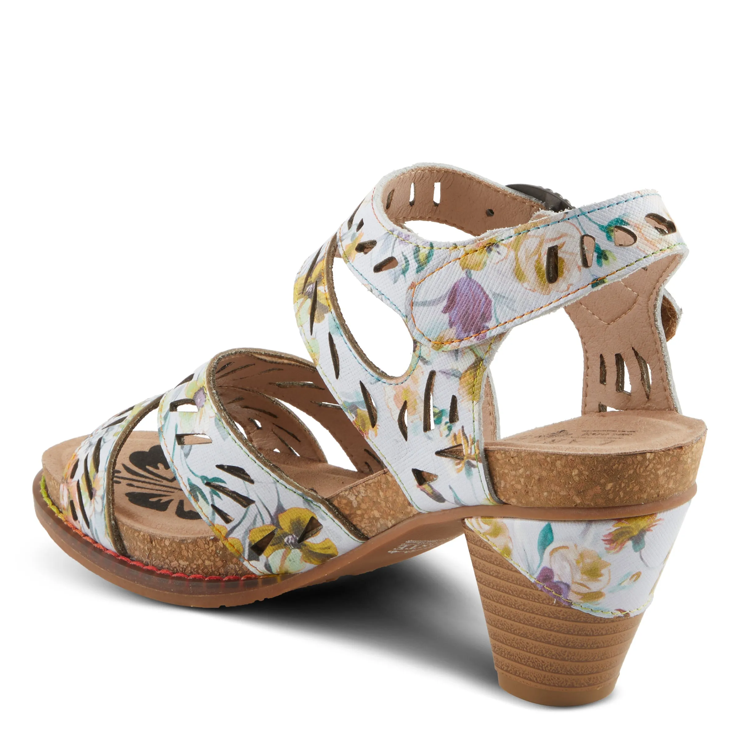 Spring Step Shoes  L'Artiste Abreeze Sandals Women’s Leather Floral 2.25" Heel