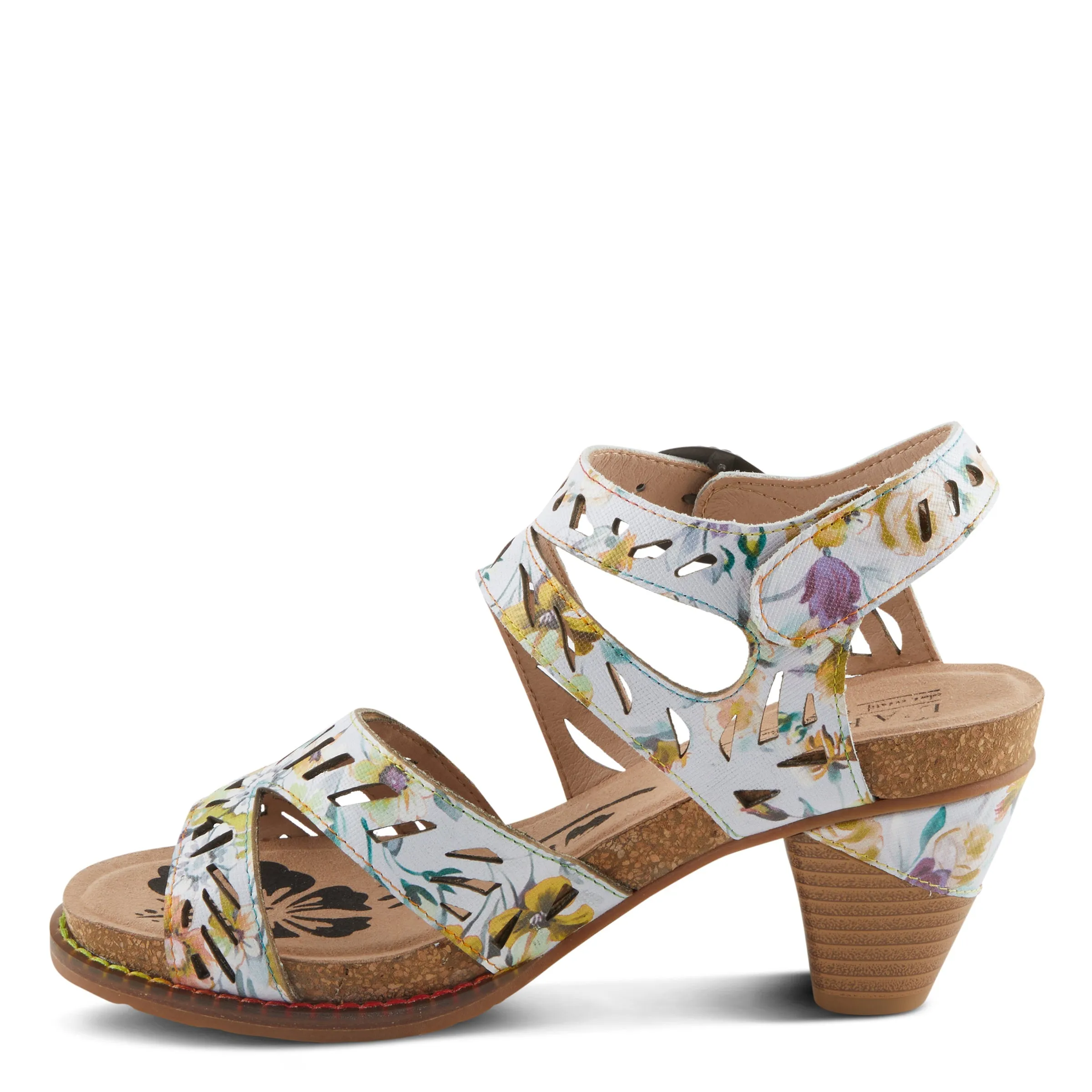 Spring Step Shoes  L'Artiste Abreeze Sandals Women’s Leather Floral 2.25" Heel