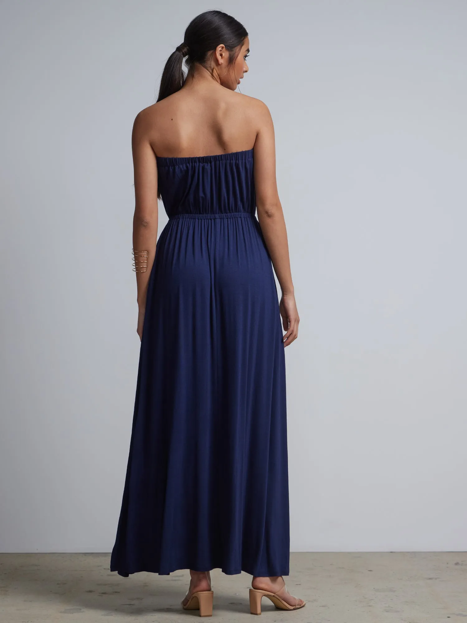 Strapless Side Slit Maxi Dress