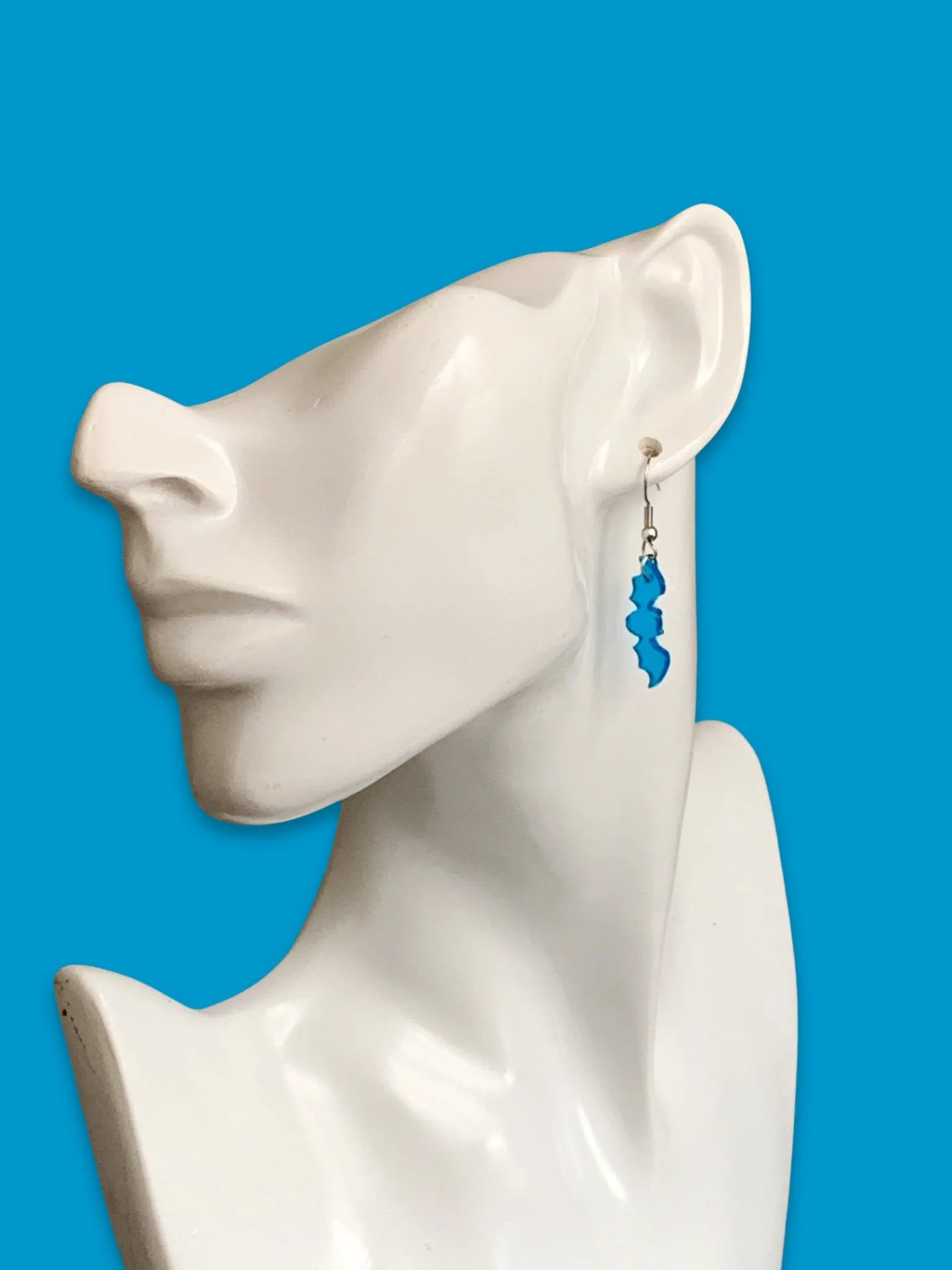 Translucent Blue Mini Bat Earrings