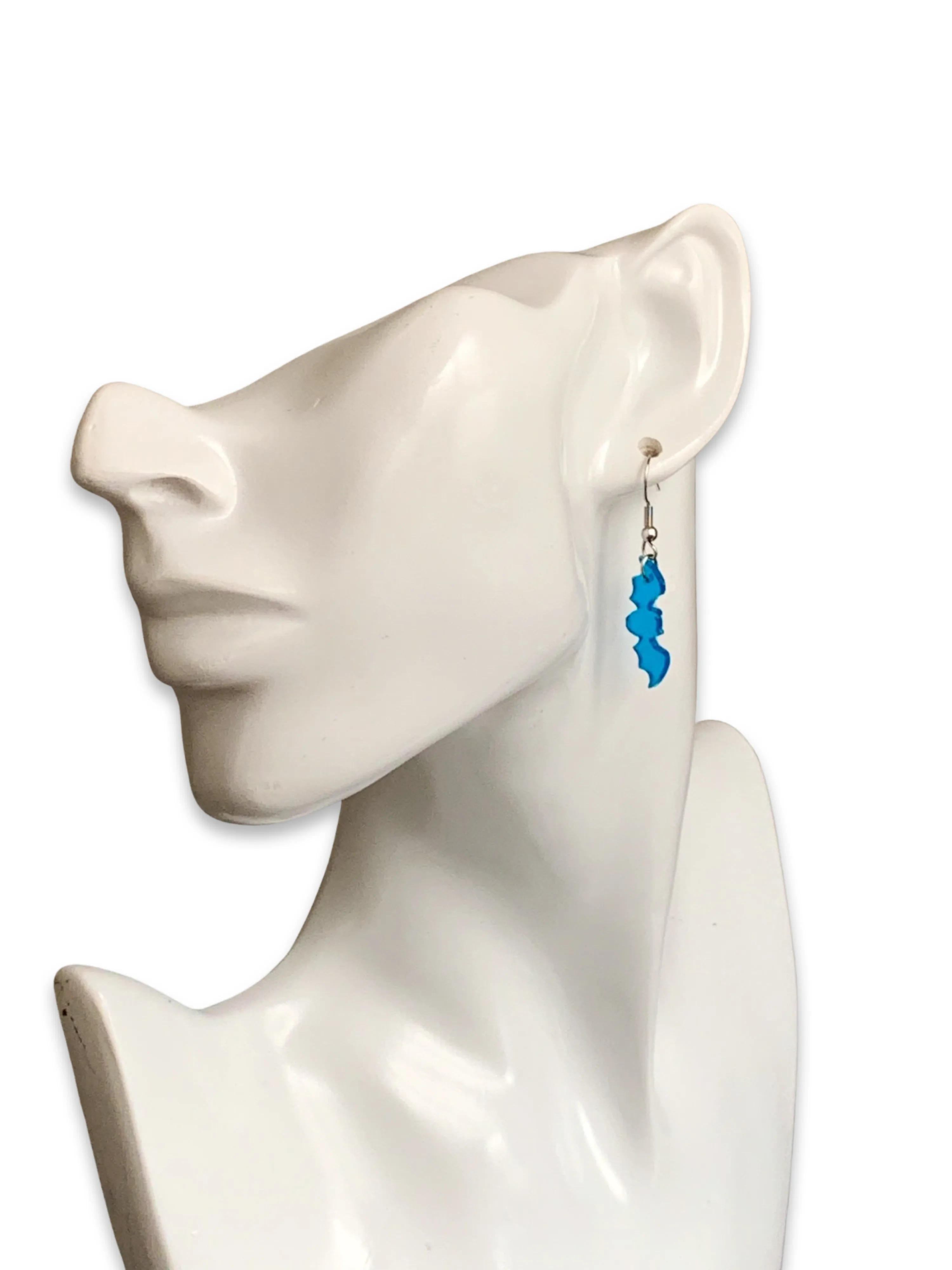 Translucent Blue Mini Bat Earrings