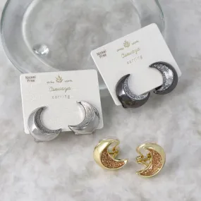 Two Tone Crescent Moon Clip Ons