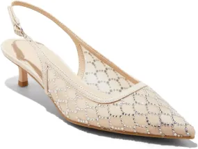 USIMAD Women's Embellished Slingback Kitten Heels with Pointy Toe Mesh Upper Rhinestone Studed USIMAD Women's Embellished Slingback Kitten Heels with Pointy Toe Mesh Upper Rhinestone Studed