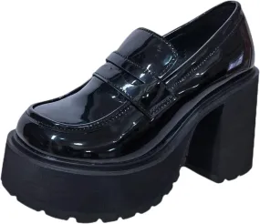 Women's Comfortable Block Slip on Chunky Loafers Pumps, Kawaii Casual High Heels Platform Loafers Shoes, Classic Lug Sole Heeled Penny Loafers