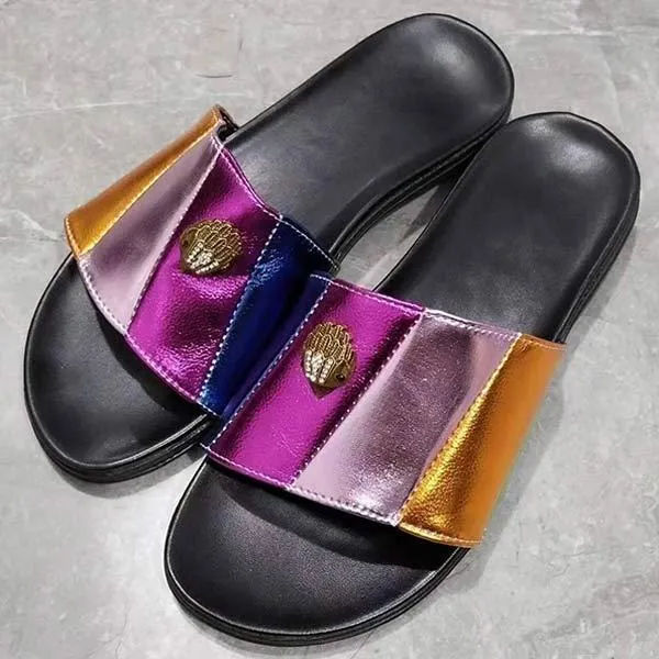 Women's One-Shaped Mosaic Multicolored Eagle Decorative Slippers 24203063C