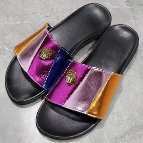 Women's One-Shaped Mosaic Multicolored Eagle Decorative Slippers 24203063C