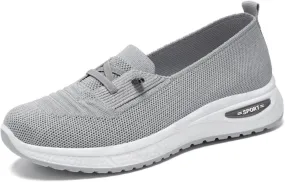 Women's Slip On Orthopedic Sneakers Comfy Breathable Walking Shoes Memory Foam Non-Slip Sneakers Lightweight Wide Width Shoes Mesh Woven Sneaker Summer Running Footwear with Arch Support