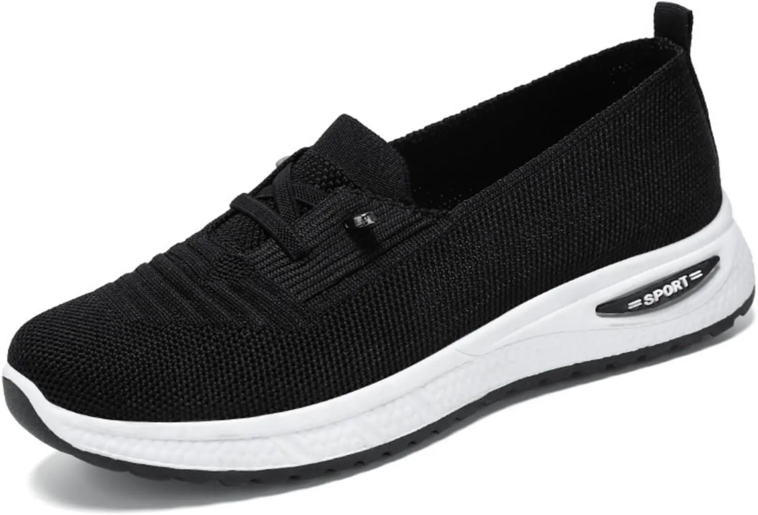 Women's Slip On Orthopedic Sneakers Comfy Breathable Walking Shoes Memory Foam Non-Slip Sneakers Lightweight Wide Width Shoes Mesh Woven Sneaker Summer Running Footwear with Arch Support