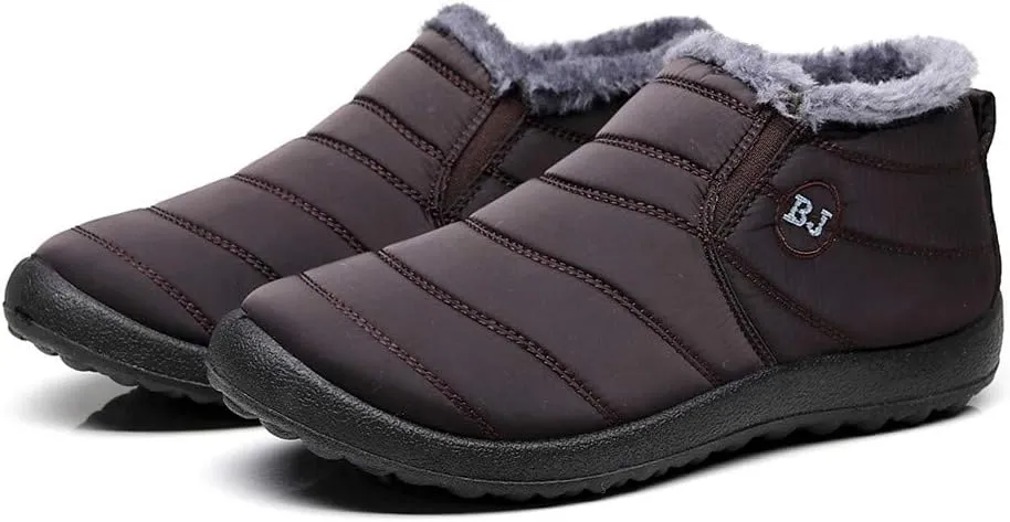 Women's Winter Snow Ankle Boots Fur Lined Waterproof Outdoor Slip On Booties Sneakers Anti-Slip Lightweight Ankle Bootie