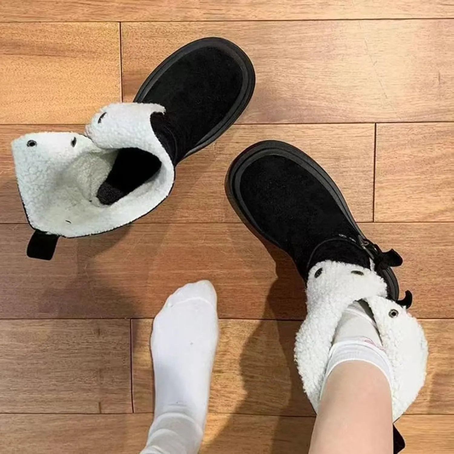 Womens Winter Snow Boots Waterproof Warm Plush Lined Shoes Mid Calf Slip on Booties Non Slip Boot for Women