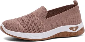 Women's Woven Orthopedic Breathable Soft Shoes Comfortable Lightweight Casual Shoes Go Walk Slip on Nurse Shoe Diabetic Foam Sneaker Hands Free Walking Sneakers with Arch Support